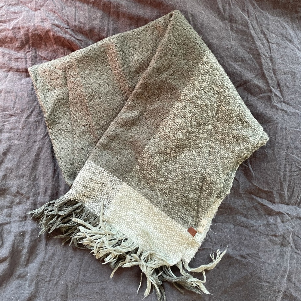Timberland Gray Color Block Knit Winter Scarf